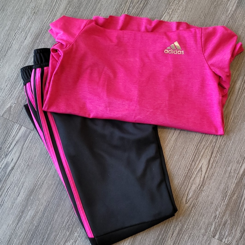 Girls Adidas Fuschia/Black Outfit